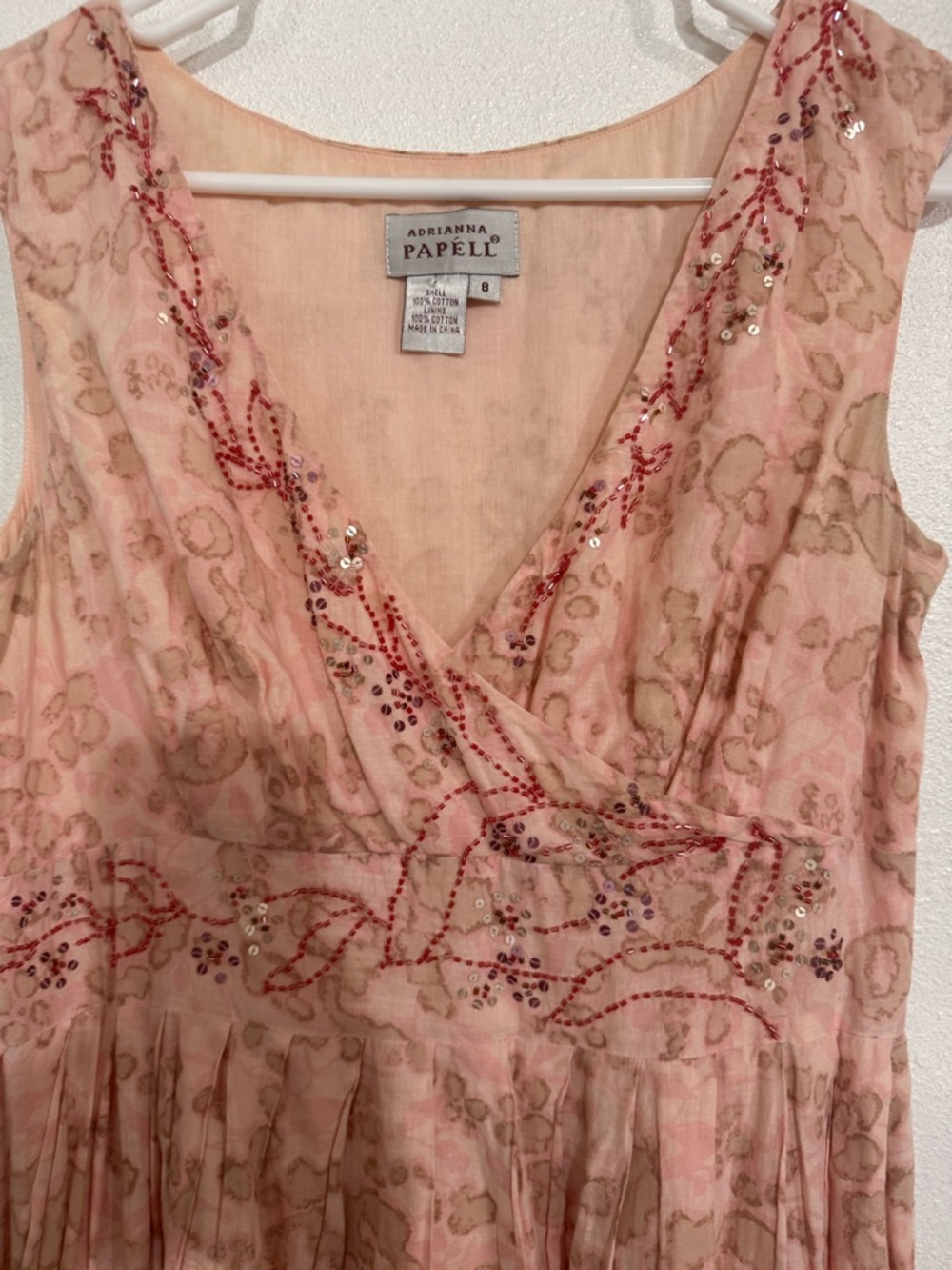 Adriana Papell 100% cotton dress, natural fabric size Eight, Summer Spring - Picture 4 of 5